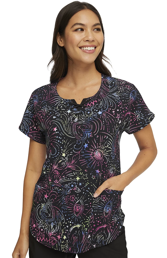 Heartsoul Clearance Women's Round Neck Celestial Twist Print Scrub Top 5 Heartsoul Clearance Women's Round Neck Celestial Twist Print Scrub Top - Image 3