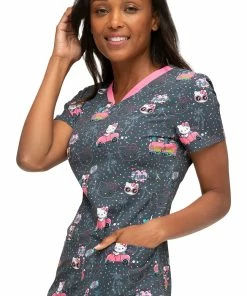 Heartsoul Clearance Women's Kawaii Vacation Print Scrub Top -Cherokee Shop 3 ck hs714 printclearance 650