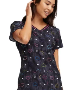Heartsoul Women's Lovin Vibes Print Scrub Top 8 Heartsoul Women's Lovin Vibes Print Scrub Top -Cherokee Shop 3 ck hs723 print 650
