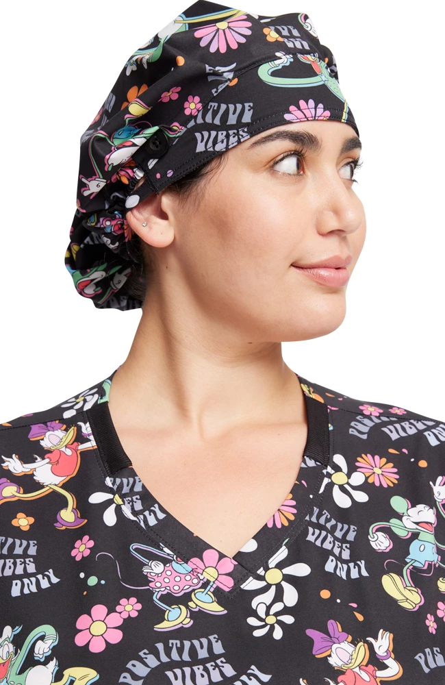 Cherokee Women's Positive Vibes Print Bouffant Scrub Hat 5 Cherokee Women's Positive Vibes Print Bouffant Scrub Hat - Image 3