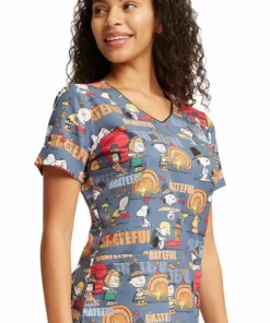 Cherokee Women's Grateful Snoopy Print Scrub Top -Cherokee Shop 3 ck tf614 print 650 2