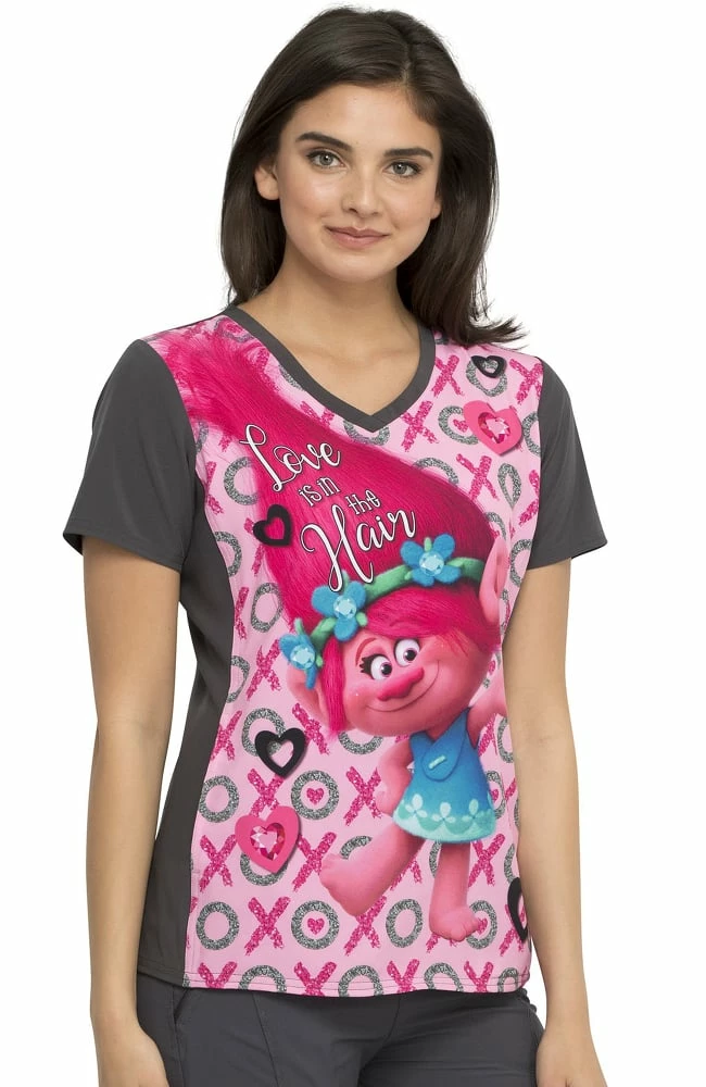 Cherokee Clearance Women's Love Is In The Hair Print Scrub Top 5 Cherokee Clearance Women's Love Is In The Hair Print Scrub Top - Image 3