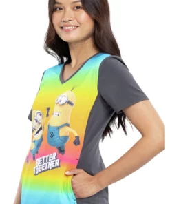 Cherokee Clearance Women's Friends Together Print Scrub Top -Cherokee Shop 3 ck tf627 printclearance 650 2