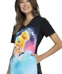 Cherokee Clearance Women's Cinderella Dream Print Scrub Top -Cherokee Shop 3 ck tf627 printclearance 650 3