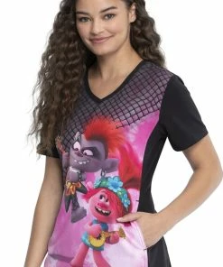 Cherokee Clearance Women's Battle Of The Bands Print Scrub Top -Cherokee Shop 3 ck tf627 printclearance 650 4