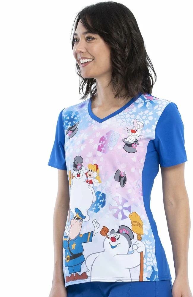 Cherokee Clearance Women's Snowland Print Scrub Top 5 Cherokee Clearance Women's Snowland Print Scrub Top - Image 3