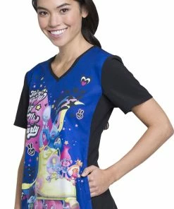 Cherokee Clearance Women's V-Neck Knit Panel Trolls Print Scrub Top 8 Cherokee Clearance Women's V-Neck Knit Panel Trolls Print Scrub Top -Cherokee Shop 3 ck tf627 printclearance 650 8