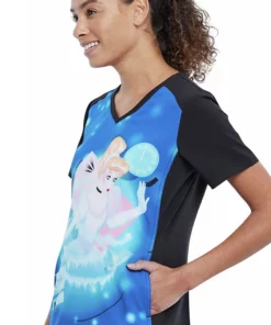 Cherokee Clearance Women's Dont Be Late Print Scrub Top -Cherokee Shop 3 ck tf637 printclearance 650 1