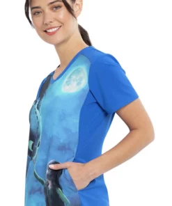 Cherokee Clearance Women's Train Your Dragon Print Scrub Top -Cherokee Shop 3 ck tf637 printclearance 650 3