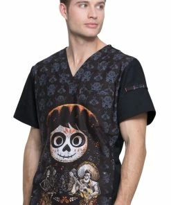 Cherokee Clearance Men's V-Neck Disney Pixar Coco Print Scrub Top -Cherokee Shop 3 ck tf700 printclearance 650 3