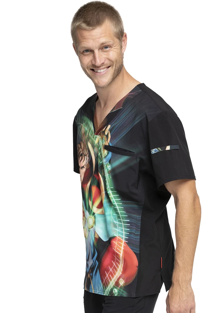 Cherokee Clearance Men's Doctor Strange Print Scrub Top 5 Cherokee Clearance Men's Doctor Strange Print Scrub Top - Image 3