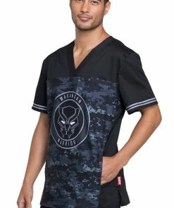 Cherokee Clearance Men's V-Neck Black Panther Print Scrub Top 8 Cherokee Clearance Men's V-Neck Black Panther Print Scrub Top -Cherokee Shop 3 ck tf707 printclearance 650