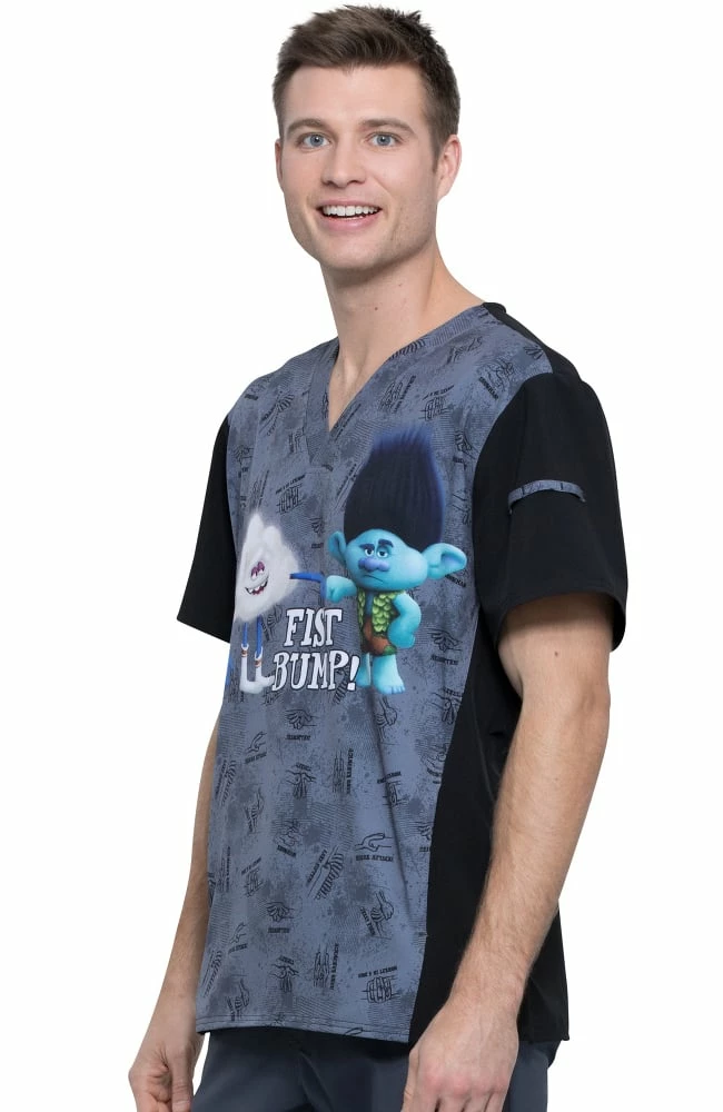 Cherokee Clearance Men's V-Neck Fist Bump Club Print Scrub Top 5 Cherokee Clearance Men's V-Neck Fist Bump Club Print Scrub Top - Image 3