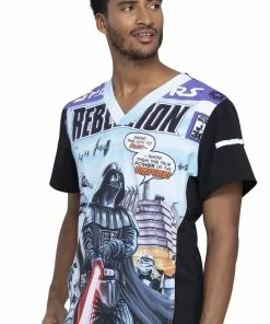 Cherokee Clearance Men's Rebellion Print Scrub Top -Cherokee Shop 3 ck tf708 printclearance 650 6