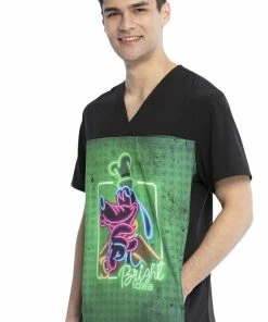 Cherokee Clearance Men's Goofy Neon Print Scrub Top -Cherokee Shop 3 ck tf712 printclearance 650