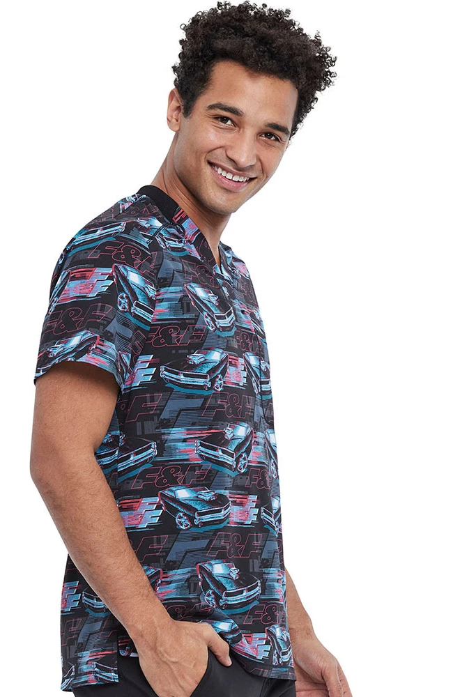 Cherokee Clearance Men's Fast And Furious Print Scrub Top 5 Cherokee Clearance Men's Fast And Furious Print Scrub Top - Image 3