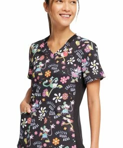 Cherokee Women's Positive Vibes Print Scrub Top -Cherokee Shop 3 ck tf764 print 650