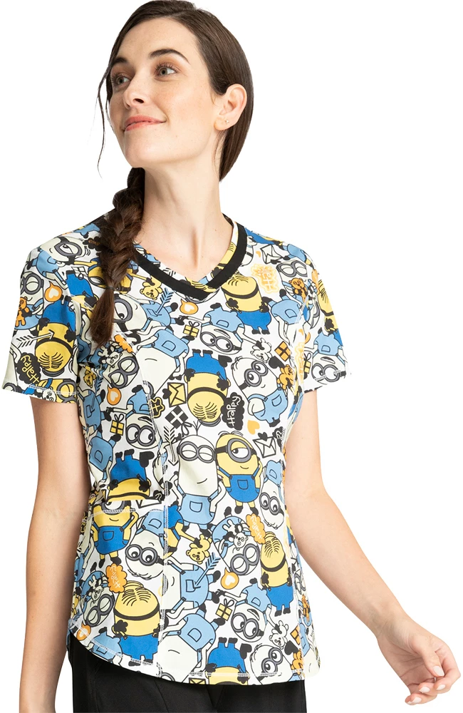 Cherokee Clearance Women's Love Makes Me Happy Print Scrub Top 5 Cherokee Clearance Women's Love Makes Me Happy Print Scrub Top - Image 3