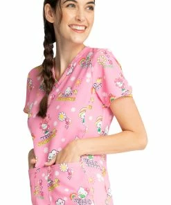 Cherokee Clearance Women's Hello Kitty Sunshine Print Scrub Top -Cherokee Shop 3 ck tf770 printclearance 650