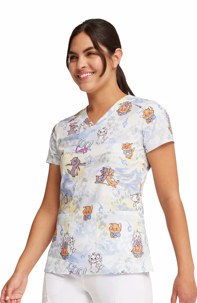 Cherokee Women's Hip Cats Print Scrub Top 5 Cherokee Women's Hip Cats Print Scrub Top - Image 3