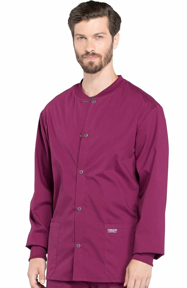 Cherokee Workwear Clearance Men's Snap Front Warm-Up Solid Scrub Jacket 5 Cherokee Workwear Clearance Men's Snap Front Warm-Up Solid Scrub Jacket - Image 3