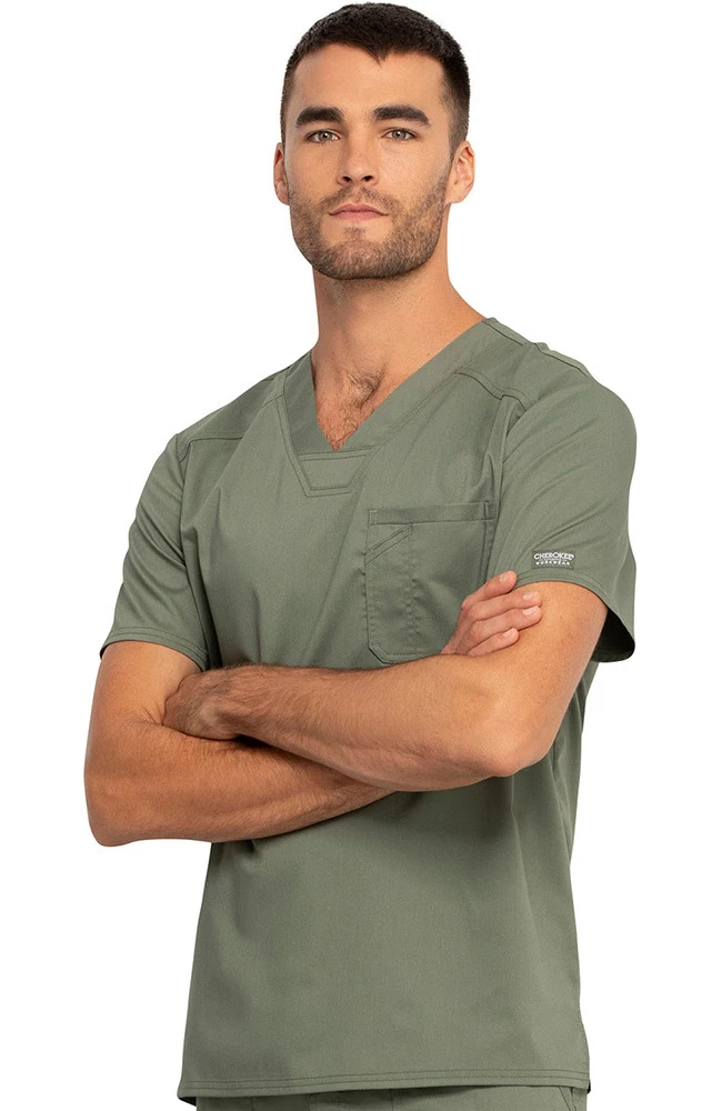 Cherokee Workwear Clearance Men's V-Neck Solid Scrub Top 5 Cherokee Workwear Clearance Men's V-Neck Solid Scrub Top - Image 3
