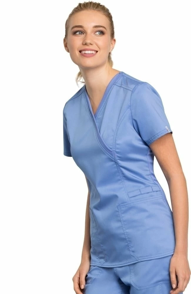 Cherokee Workwear Women's Mock Wrap Solid Scrub Top 5 Cherokee Workwear Women's Mock Wrap Solid Scrub Top - Image 3
