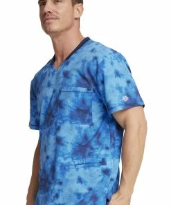 Dickies Men's Tonal Tie Dye Navy Print Scrub Top 9 Dickies Men's Tonal Tie Dye Navy Print Scrub Top -Cherokee Shop 3 di dk607 print 650