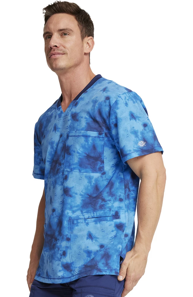Dickies Men's Tonal Tie Dye Navy Print Scrub Top 5 Dickies Men's Tonal Tie Dye Navy Print Scrub Top - Image 3
