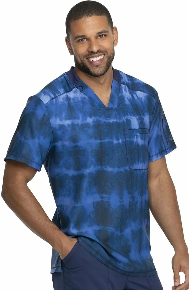 Dickies Clearance Men's Tie Dye Stripes Navy Print Scrub Top 5 Dickies Clearance Men's Tie Dye Stripes Navy Print Scrub Top - Image 3