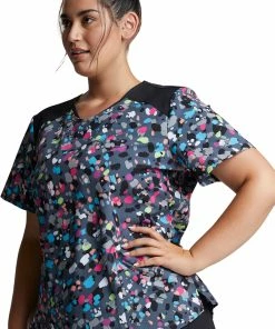 Dickies Clearance Women's Confetti Pop Print Scrub Top -Cherokee Shop 3 di dk622 printclearance 650