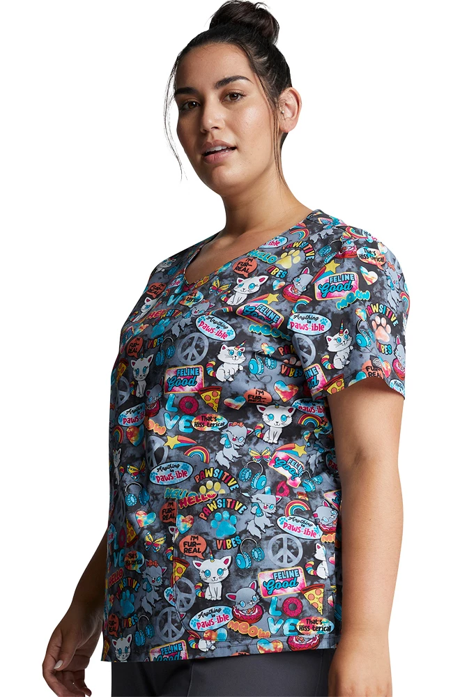 Dickies Clearance Women's Pawsitive Vibes Print Scrub Top 5 Dickies Clearance Women's Pawsitive Vibes Print Scrub Top - Image 3