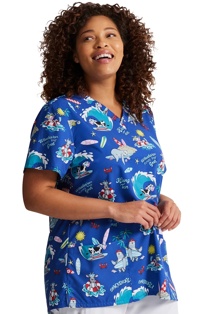 Dickies Women's Cowabunga Friends Print Scrub Top 5 Dickies Women's Cowabunga Friends Print Scrub Top - Image 3