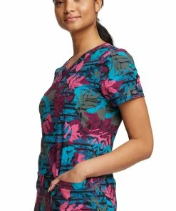 Dickies Women's V-Neck Falling Foliage Print Scrub Top -Cherokee Shop 3 di dk717 print 650 3