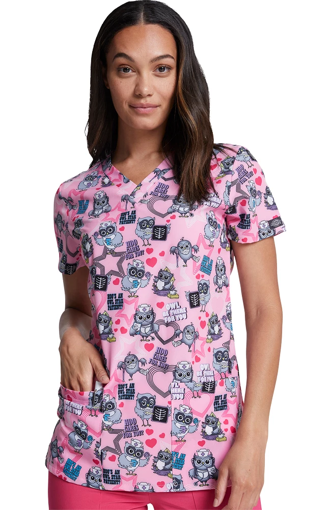 Dickies Clearance Women's Hoo Cares For You Print Scrub Top 5 Dickies Clearance Women's Hoo Cares For You Print Scrub Top - Image 3
