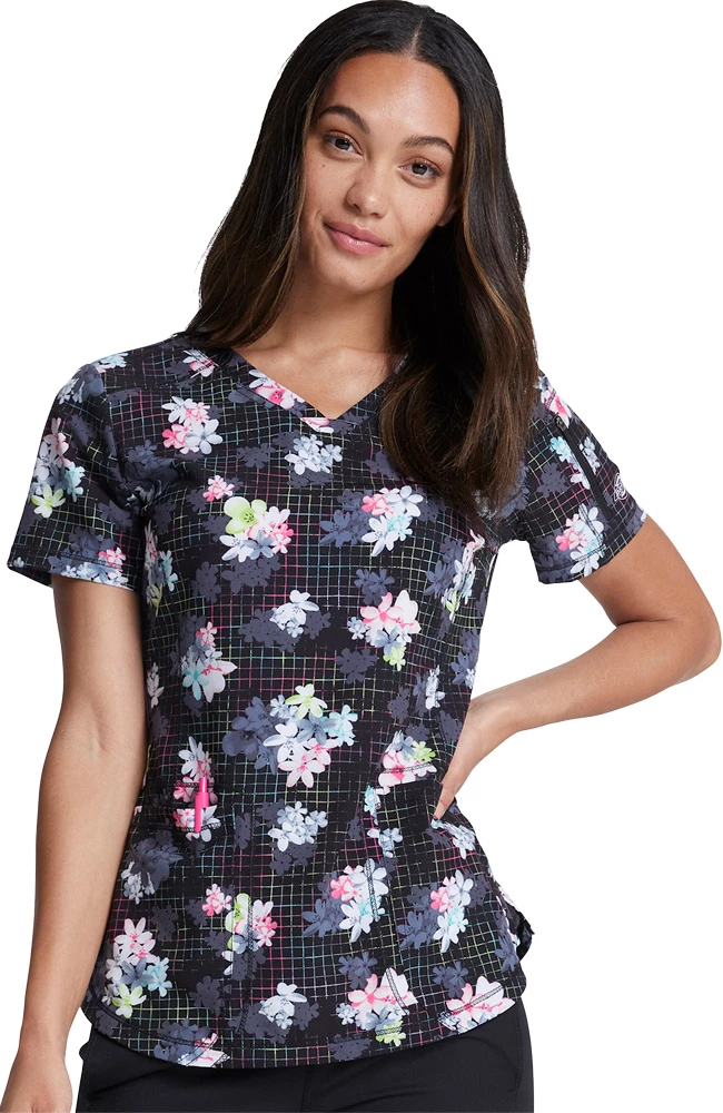 Dickies Clearance Women's Light Bright Blooms Print Scrub Top 5 Dickies Clearance Women's Light Bright Blooms Print Scrub Top - Image 3