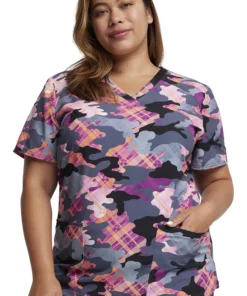 Dickies Women's Camo Plaid Print Scrub Top 12 Dickies Women's Camo Plaid Print Scrub Top -Cherokee Shop 3 di dk876 print 650 1