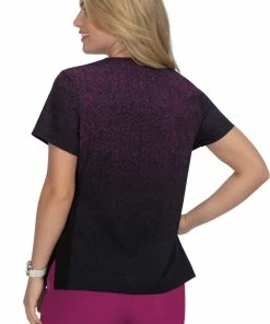 Koi Clearance Women's Passion Herringbone Raspberry Ombre Print Scrub Top -Cherokee Shop 3 ko 1046prhprintclearance 650