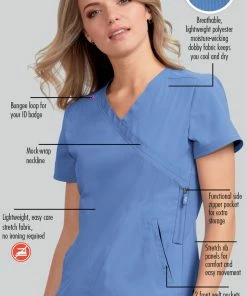 Koi Clearance Women's Philosophy Mock Wrap Side Zipper Solid Scrub Top -Cherokee Shop 3 ko 316 clearance 650
