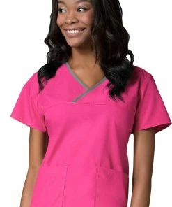 Maevn Uniforms Women's Y-Neck Mock Wrap Solid Scrub Top -Cherokee Shop 3 mv 1026 650