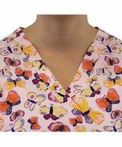 Maevn Uniforms Women's Candy Of Butterfly Print Scrub Top -Cherokee Shop 3 mv 1767 print 650 4
