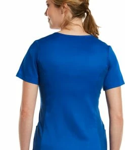 Maevn Uniforms Women's Mock Wrap Knit Panel Solid Scrub Top -Cherokee Shop 3 mv 3701 650