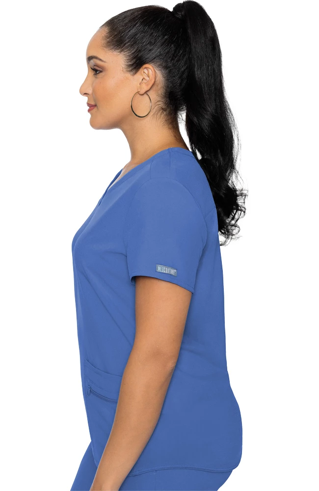Med Couture Clearance Women's Knit Back Solid Scrub Top 5 Med Couture Clearance Women's Knit Back Solid Scrub Top - Image 3