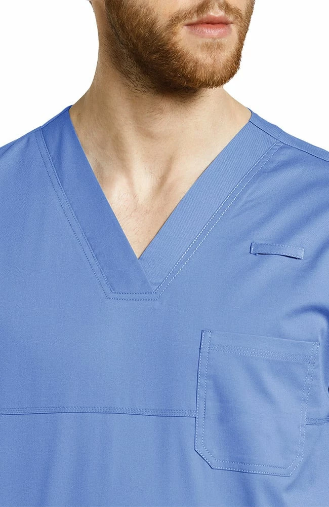 White Cross Clearance Men's V-Neck Yoke Solid Scrub Top 5 White Cross Clearance Men's V-Neck Yoke Solid Scrub Top - Image 3