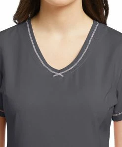 White Cross Women's Round V-Neck Stitched Solid Scrub Top -Cherokee Shop 3 wc 782 650