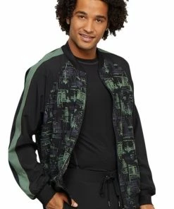 Cherokee Clearance Men's Zip Front Abstract Print Scrub Jacket -Cherokee Shop 4 ck ck311 printclearance 650