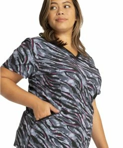 Cherokee Clearance Women's Mock Wrap Wild For Tie Dye Print Scrub Top -Cherokee Shop 4 ck ck608 printclearance 650 2