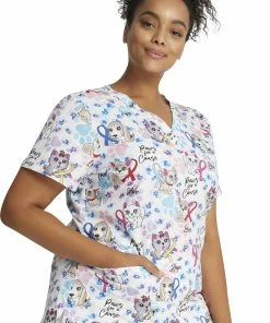Cherokee Clearance Women's Paws For A Cause Print Scrub Top -Cherokee Shop 4 ck ck616 printclearance 650