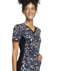 Cherokee Clearance Women's Knit Panel Breezy Buds Print Scrub Top -Cherokee Shop 4 ck ck636 printclearance 650 1