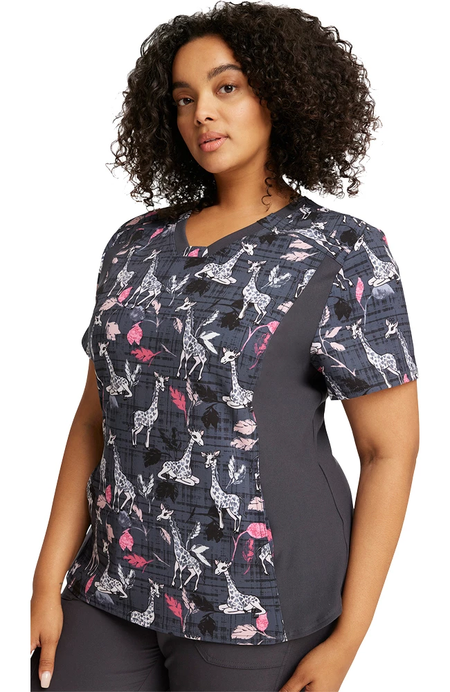 Cherokee Women's Giraffe-Ter My Love Print Scrub Top 6 Cherokee Women's Giraffe-Ter My Love Print Scrub Top - Image 4